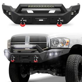Bp-r1008-c Crazemotor Steel Front Bumper For Dodge Ram 1500 2006 2007 2008 With Winch Plate Led Lights