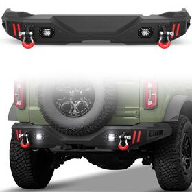 Bt-2022028 Crazemotor Full Width Steel Rear Bumper With Led Lights And D-rings For Ford Bronco 2021-2025