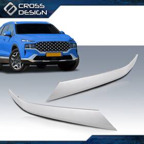 Big102504 Crossdesign Front Left And Right Chrome Bumper Trims Fit For 2019-2020 Hyundai Santa Fe
