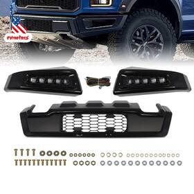 Zj-1517-f150-fb-wl Evmotors Black For 2015 2016 2017 Ford F150 F-150 Front Bumper Raptor Style With Led Lights