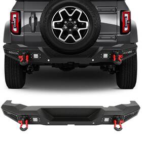 Ew127674a01 Ewaymotor Complete Black Rear Bumper For 2021 2022 Ford Bronco With Led Lights And D-rings