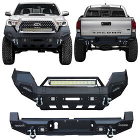 Ta-qg02-hg02-n Fits 2016-2022 Toyota Tacoma Front And Rear Bumper With Winch Plate Led Lig