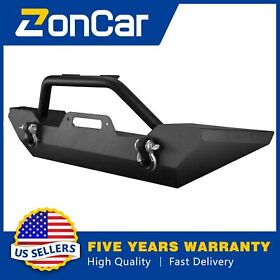 Tei125726 Front Bull Bar For 2007-2018 Jeep Wrangler Jk With Winch Plate Black Kyx Conical