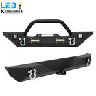 Beysh0000853be Front Rear Bumper For 1987-2006 Jeep Wrangler Tj Yj With Winch Plate And Led Lights