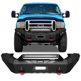 Gng 765123684963 For 2005-2007 Ford F250/f350/f450 Black Steel Bumper/ Winch Plate&led Light
