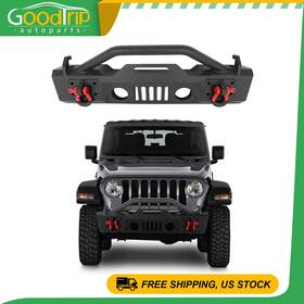 Go127637t01 Goodtrip-autoparts Front Fits 07-2021 Jeep Wrangler Jk/jl With Light Bar D-ring Complete Bumper Steel