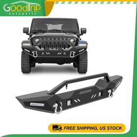 Go838605t01 Goodtrip-autoparts Front Rear Fits 18-2021 Jeep Wrangler Jl Bumper With Winch Plate And Led Lights Steel