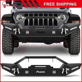 12374906 Hilamps For 1987-2006 Jeep Wrangler Tj Front Bumper With Winch Plate And Built Led Lights