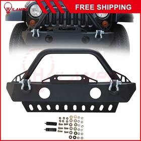 12393693 Hilamps Front Bumper With Fog Light Holes And Skid Plate For 2007-2018 3.6l Jeep Wrangler