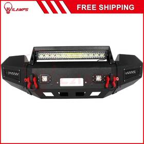12356053 Hilapms Steel Front Bumper Winch With Light Bar D-ring For 2004-2008 Ford F-150 5.4l