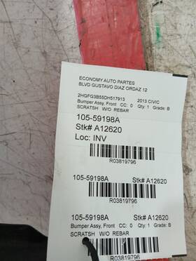 105-59198a Honda Front Bumper Coupe Ex Fits 13 Civic 3819796