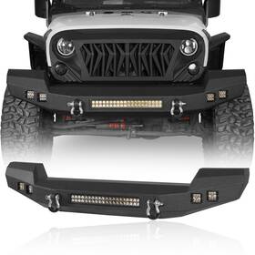 20522088 Hooke Road Full Width Front Rear Bumper With 120w Led Light Bar Fit Jeep Wrangler Jk 2007-2008