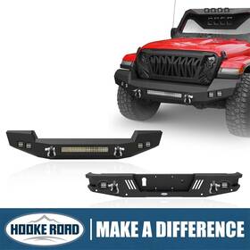 3011-s7010-s Hooke Road Front Bumper With Light Bar Rear For Jeep Gladiator Jt 20-25