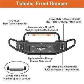30187019 Hooke Road Tubublar Front Winch Bumper Or Full Rear Fit Jeep Gladiator Jt 2020-2025