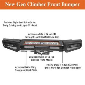 30653003 Hooke Road Steel Front Bumper Or Rear With Led Light For Jeep Wrangler Jl Jlu 2018-2025