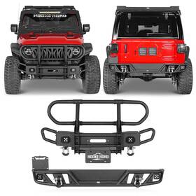 30813063 Hooke Road Tubular Front Winch Bumper Rear Bumpers With Led Lights For Jeep Wrangler Jl 18