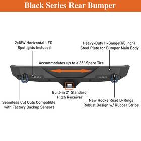 30893003 Hooke Road Textured Steel Stubby Front Bumper Or Rear For Jeep Wrangler Jl 2018-2025
