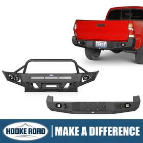 40304011 Hooke Road Steel Front Winch Bumper Rear Bumpers Combo Fit Tacoma 2005-2011