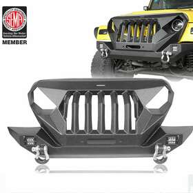 Hooke Road 414738787225 Texture Front Grill Bumper Bar With 2x 18w Led Lights For Wrangler Jeep Tj 97-06