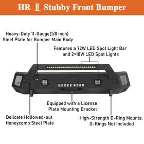 42024215 Hooke Road Steel Stubby Front Bumper Or Rear With Tire Carrier For Tacoma 2016-2023