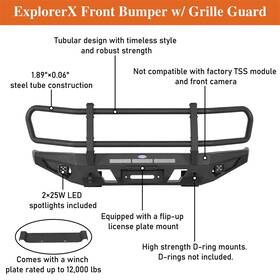 Hooke Road 42324200 Steel Front Rear Bumper With Led Lights For Tacoma 2016-2023 Toyota