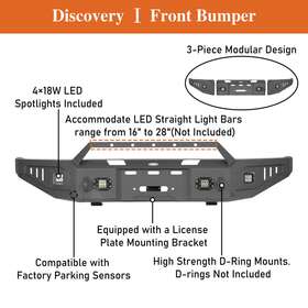 50095003 Hooke Road Textured Steel Front Bumper Rear Replacement For Toyota Tundra 2014-2021