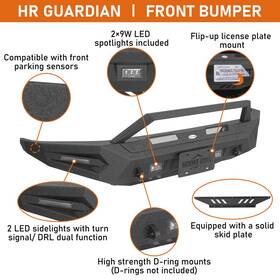 50155024 Hooke Road Black Steel Front Bumper Rear With Led Lights For Toyota Tundra 2014-2021