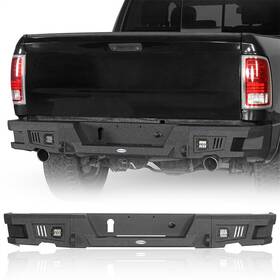 60020525091012 Hooke Road Off-road Steel Rear Back Bumper Bar Black With Led Light Fit 2009-2018 Ram 1500