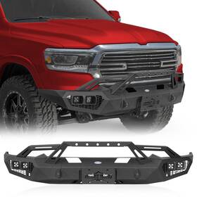 6036 Hooke Road Steel Front Winch Bumper With Led Lights And Bull Bar For Ram 1500 2019-2024 Truck
