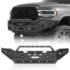 Hooke Road 630001020405 Fit 2019-2024 Ram 2500 3500 Front Or Rear Back Bumper With Winch Plate D-ring Light