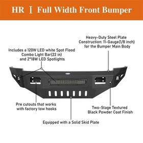 Hooke Road 640064026403 Full Width Black Steel Front Bumper For Dodge Ram 2500/3500 2010-2024
