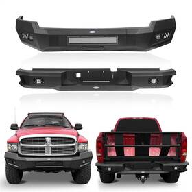 64606462 Hooke Road Front And Rear Bumper With License Plate Led Light For 2003-2005 Dodge Ram 2500 3500