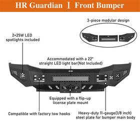 64836463 Hooke Road Black Steel Front Bumper Rear For Dodge Ram 2500/3500 2006 2007 2008 2009