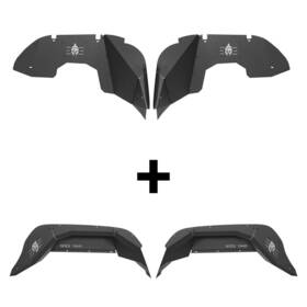 7021702270127013 Hooke Road Steel Front And Rear Inner Fenders/fender Flares Fit Jeep Gladiator Jt 2020-2025