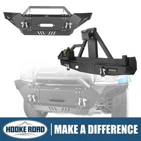 Hooke Road 752058092031 Sturdy Steel Front Rear Bumper Bars With Tire Carrier For 05-15 Tacoma