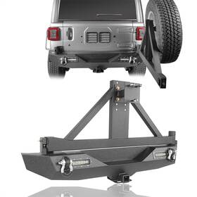 Hooke Road 752058092284 For Jeep Wrangler Jl/jlu 2018-2024 Off-road Rear Bumper Bar With Tire Carrier