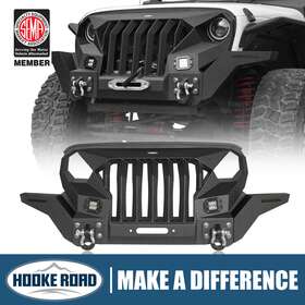 Hooke Road 797034988663 Mad Max Grill Wings Bumper With Winch Plate Fit Jeep Wrangler Jk 07-18