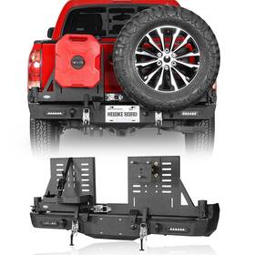 Hooke Road 797034992721 Textured Steel Rea Bumper With Tire Carrier And Jerry Can Holder For Tacoma 2005-2015