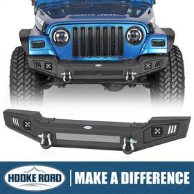 Hooke Road 797034994145 Steel Front Bumper With D-ring And Light For 1997-2006 Jeep Wrangler Tj