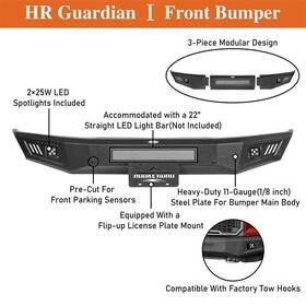 82818284 Hooke Road Sturdy Steel Front Bumper Rear Step With Led Lights Fit F-150 2015 2016 2017
