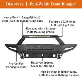 8909101112212223 Hooke Road Off-road Front Bumper/ Rear Bumper With Light For 2021-2026 Ford Bronco