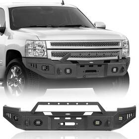 Hooke Road 90279025 Heavy Duty Steel Front Back Bumpers With Winch Plate Fit 07-13 Chevy Silverado 1500