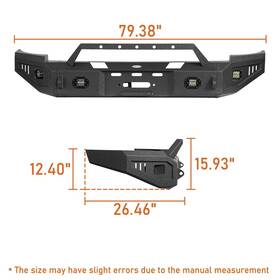9027902890299024 Hooke Road Winch Plate Front Bumper Rear With Led Light Fit 07-18 Chevy Silverado 1500