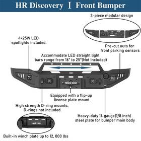 95329530 Hooke Road Black Steel Front/rear Bumper With Led Lights For Silverado 2500/3500 Hd 2015-2019