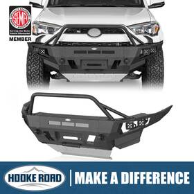 9812 Hooke Road Steel Front Bumper With Bull Bar And Led Lights For Toyota 4runner 14-24