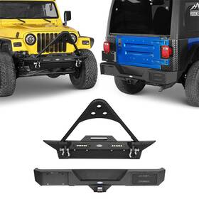 Bxg.1039-s Hooke Road Bxg.1013-s Front Rear Bumper With Winch Plate Hitch Receiver For 1997-2006 Jeep Wrangler Tj