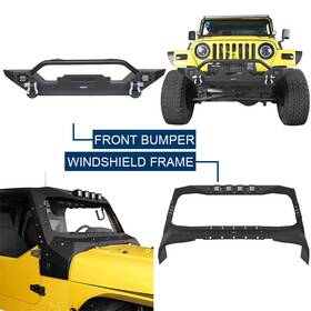 Bxg.1012 Hooke Road Bxg.1027 Steel Windshield Cowl Guard Frame Mid Front Bumper Fit 97-06 Jeep Wrangler Tj