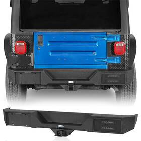 Bxg.1039-s Hooke Road Rear Bumper Bar With Led Light And Hitch Receiver For 1987-2006 Jeep Wrangler Yj Tj