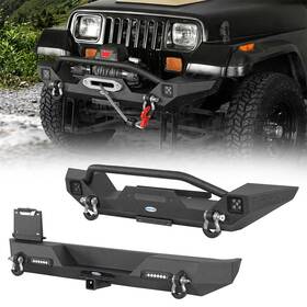 Bxg.1062-s Hooke Road Bxg.1061-s Textured Steel Front And Rear Bumper With Led Light Fit 1987-1995 Jeep Wrangler Yj