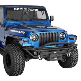 Bxg.1071-s Hooke Road Tubular Front Bumper With License Plate Mount Fit 1997-2006 Jeep Wrangler Tj